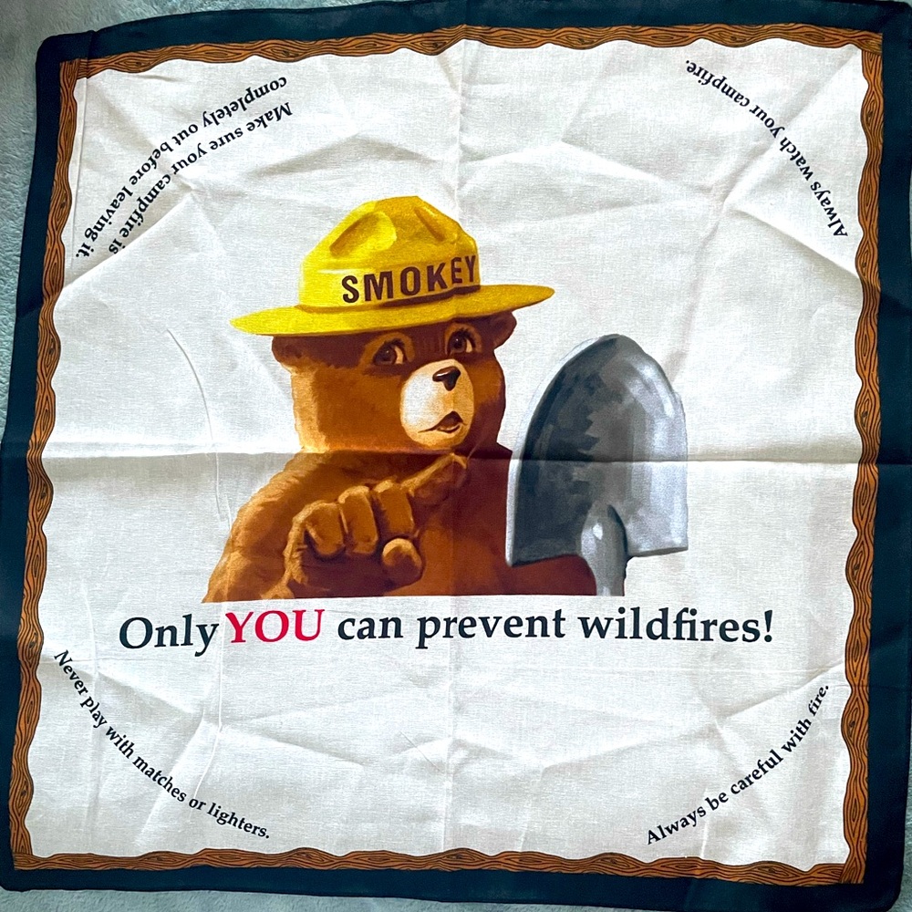 🐻Vintage Smokey the Bear Only You Can Prevent Wild Fires Bandana Handker…